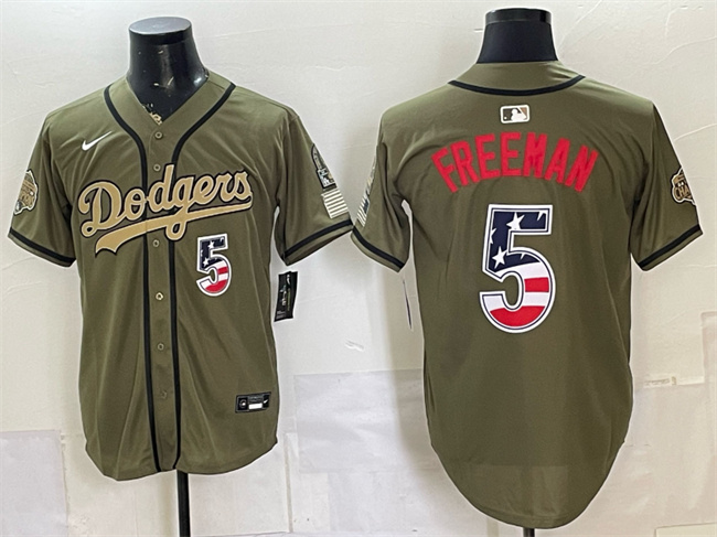 Men's Los Angeles Dodgers #5 Freddie Freeman Olive 2026 Armed Forces Day 250 Fourth of July Stitched Baseball Jersey Men's Los Angeles Dodgers #5 Freddie Freeman Olive 2026 Armed Forces Day 250 Fourth of July Stitched Baseball Jersey